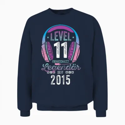 Level 11 Years Girl's Birthday Gamer Girl Teenager 2015 Unisex Sweatshirt - Navy