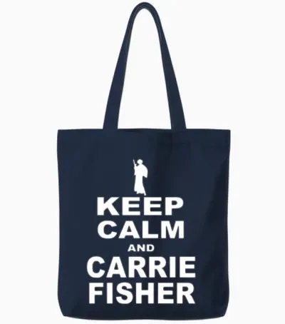 Keep Calm and Carrie Fisher Tote Bags - Navy