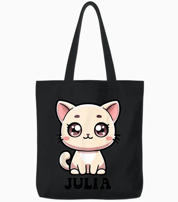 Julia Motif Chat Mignon Pour Fille Nom Julia Tote Bags in Black