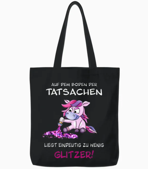 Cute Unicorn Sprinkles Glitter with Funny Saying T-Shirt, Black, S Tote Bags in Black