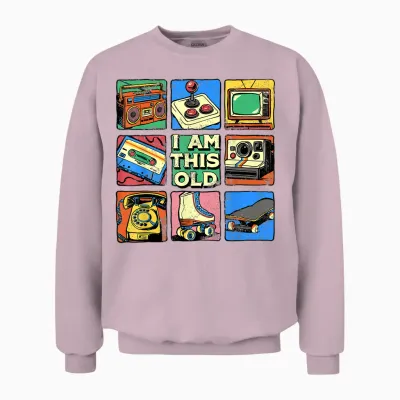 I Am This Old Retro Vintage Nostalgia 80s 90s Cassette Tape Unisex Sweatshirt - Light Pink