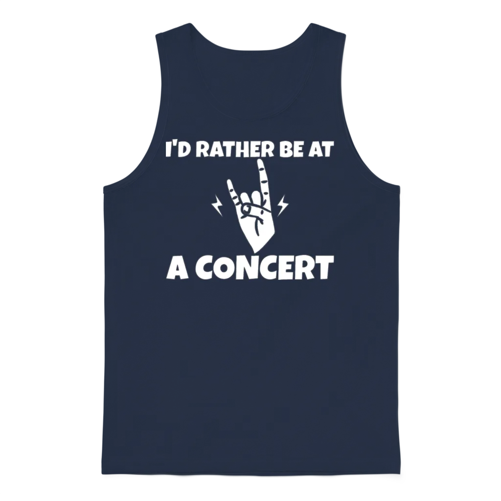 I'd Rather Be at a Concert โ Music Lovers Gift Unisex Tank Top - Navy