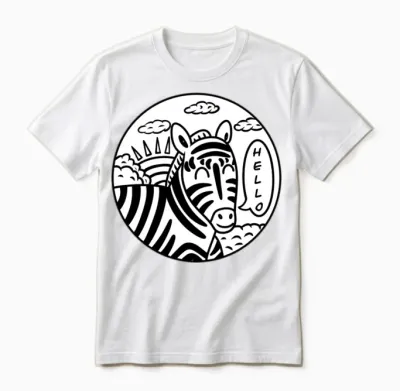 Funny Cartoon Zebra Unisex T-Shirt - White