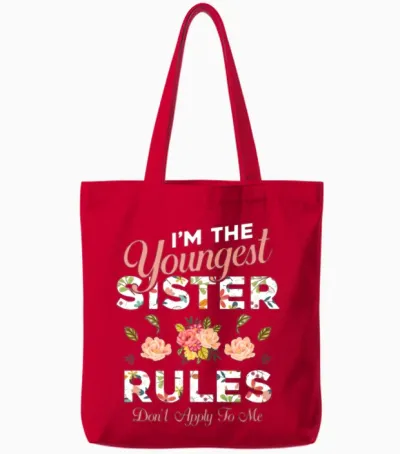 Youngest Sister Tote Bags - Red