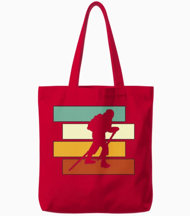 Hiking Retro & Outdoors Gift Tote Bags in Red