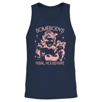 Somebodys Feral Retro Housewife Puppy Unisex Tank Top - Navy – 2