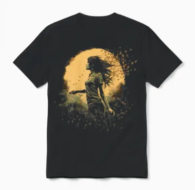 Pusteblume Mädchen Mit Pusteblumen Unisex T-Shirt - Black