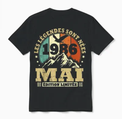 Les Légendes Sont Nées En Mai 1986 Anniversaire 40 Ans Unisex T-Shirt - Black