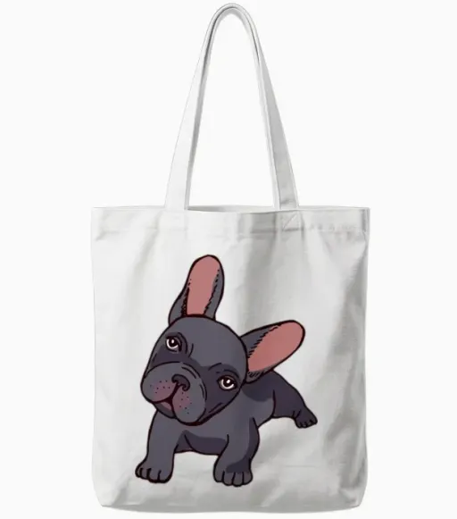 French Bulldog Dog Dog Puppy Tote Bags in White