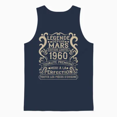 Mars 1960-66 Ans Anniversaire Cadeau Vintage 1960 Unisex Tank Top - Navy