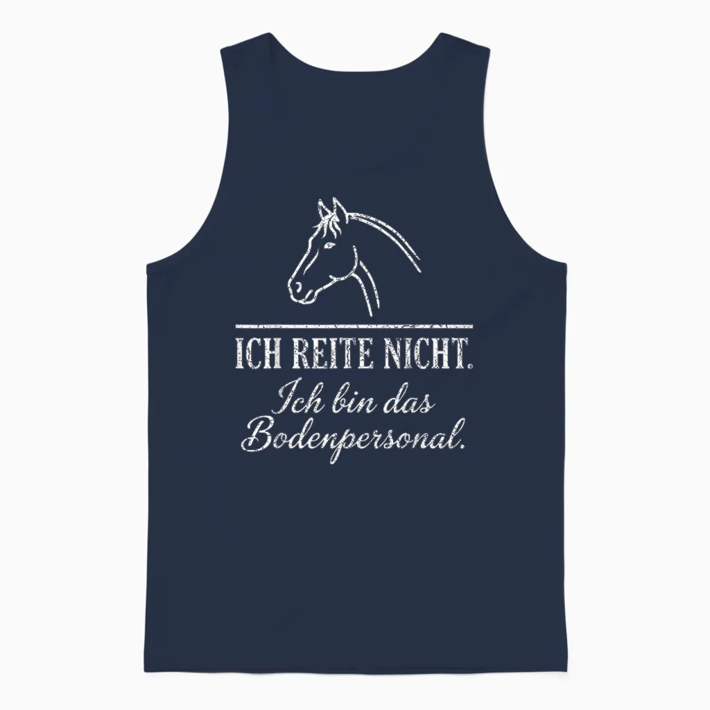 Pferd Reiten Bodenpersonal Witziges Reiterhof Stall Bildwerk Unisex Tank Top in Navy
