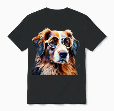 Dog with Eyeglasses Unisex T-Shirt - Black