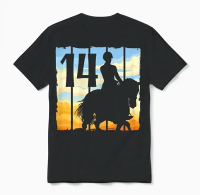 14. Geburtstag Pferde Mädchen Reiterin Geschenk 14 Jahre Alt Unisex T-Shirt - Black