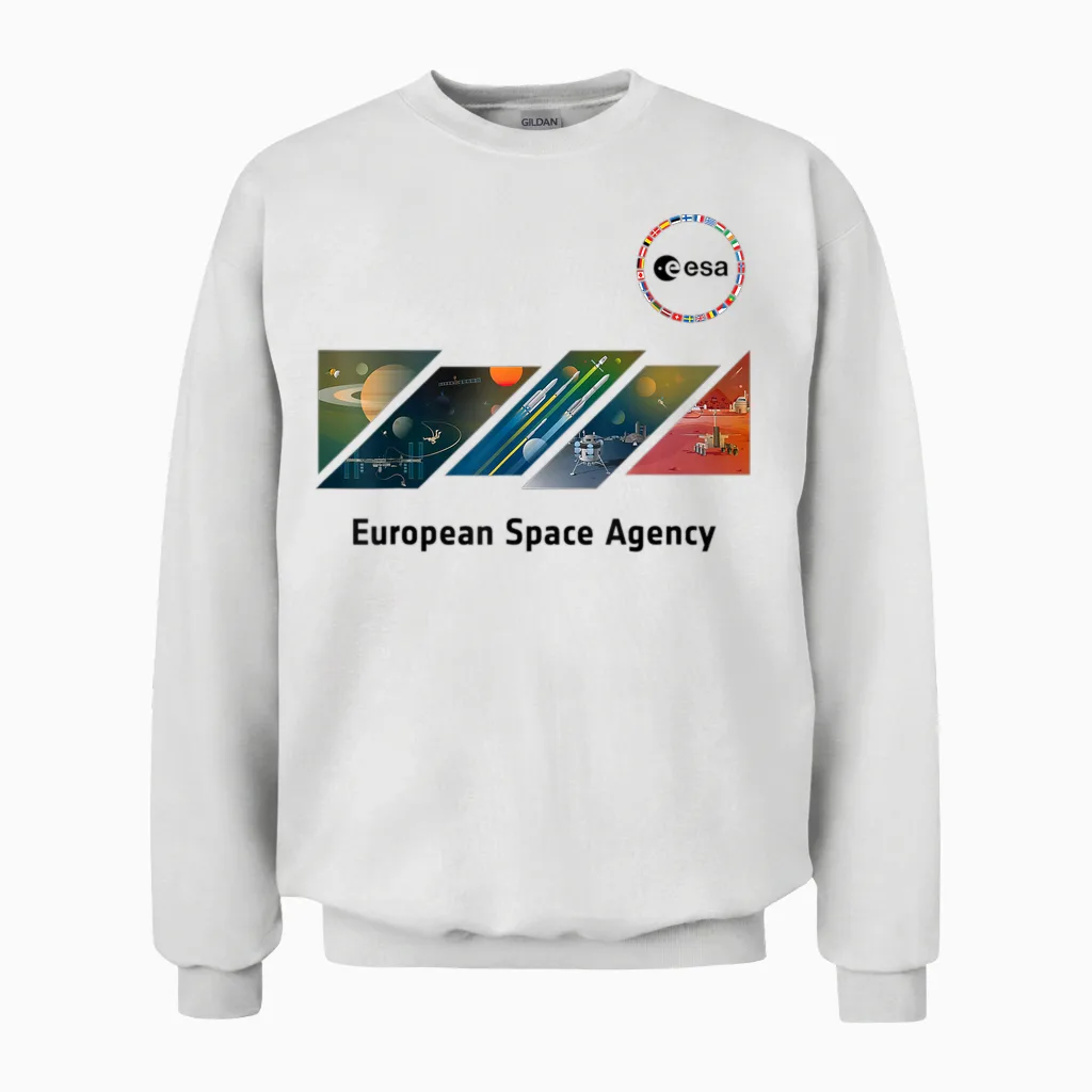Esa European Space Agency It's the Mission of Esa T-Shirt, Grey, S Unisex Sweatshirt in White