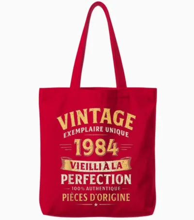 Cadeau Anniversaire 42 Ans Humour Vintage 1984 42 Ans Homme Tote Bags - Red