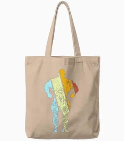 Bodybuilding Retro Tote Bags - Natural