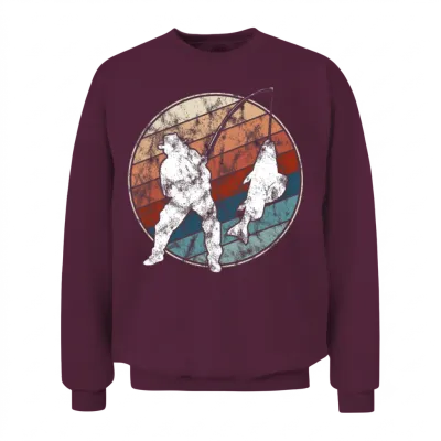Fishing in Retro Style Unisex Sweatshirt - Maroon