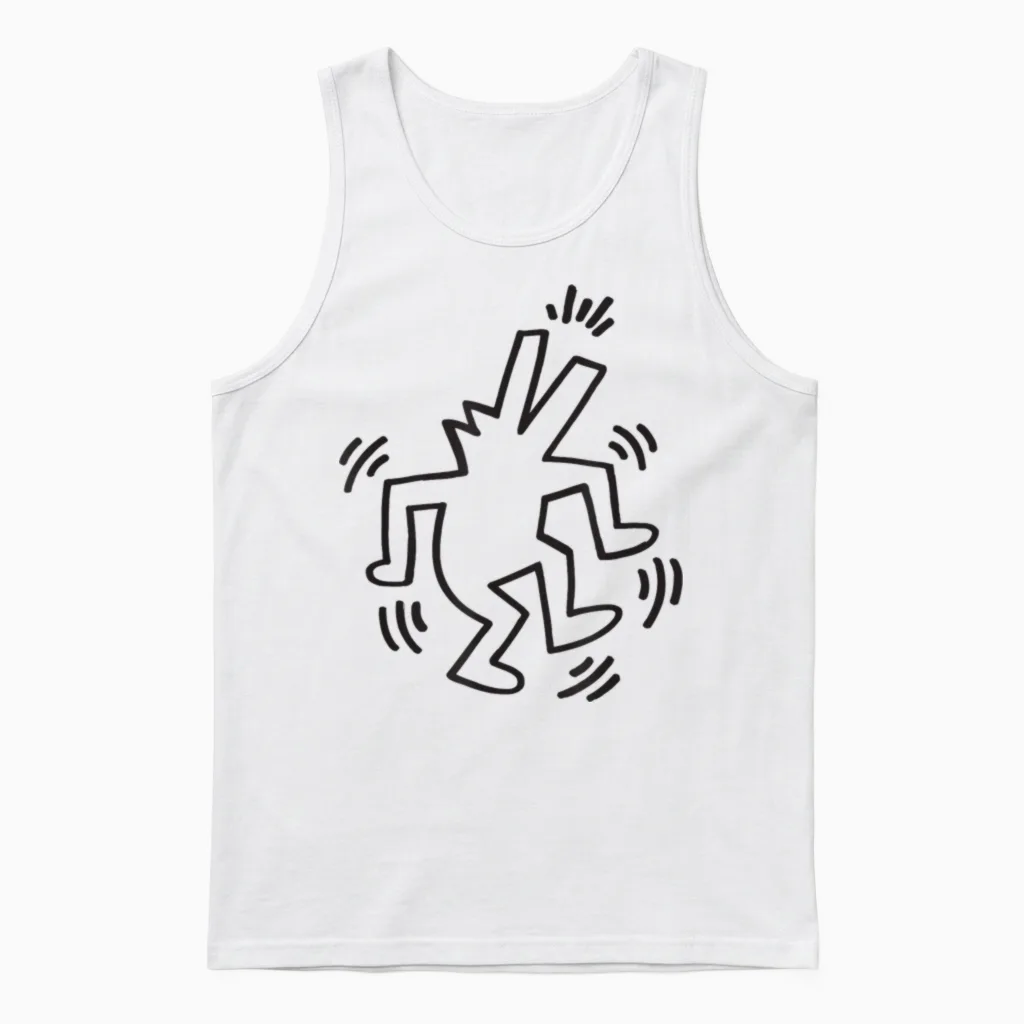Keith Haring Tanzende Hunde-Kunstwerk Unisex Tank Top in White