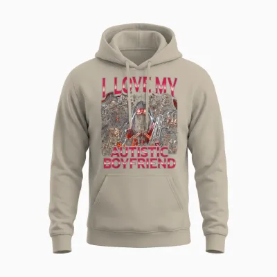 Autistic Boyfriend - Edgy Skeleton Bootleg Skeleton Meme Unisex Hoodie - Sand