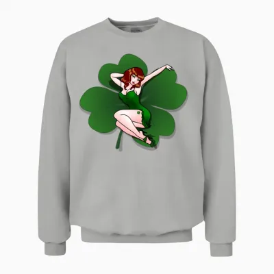 Lucky Pinup Girl St Patrick's Pin Up Shirts Unisex Sweatshirt - Ash