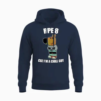 I'm Just a Chill Guy Meme Powerlifting Rpe 8 T-Shirt, Black, S Unisex Hoodie - Navy