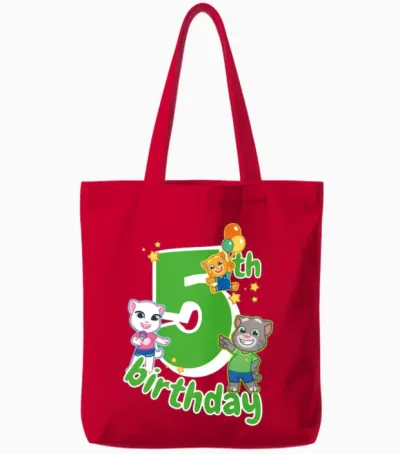 Talking Tom & Friends 5th Birthday Tote Bags - Red