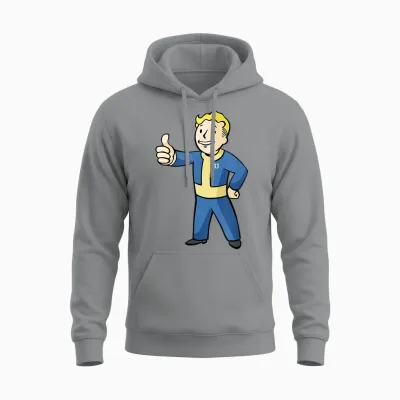 Fallout - Vault Boy T-Shirt, Black Unisex Hoodie - Sport Grey