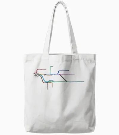 Lirr Long Island Rail Road Map Tote Bags - White