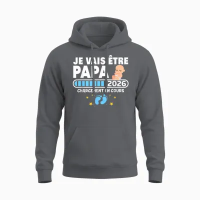 Je Vais être Papa 2026 T-Shirt Man Future Papa 2026 Unisex Hoodie - Charcoal