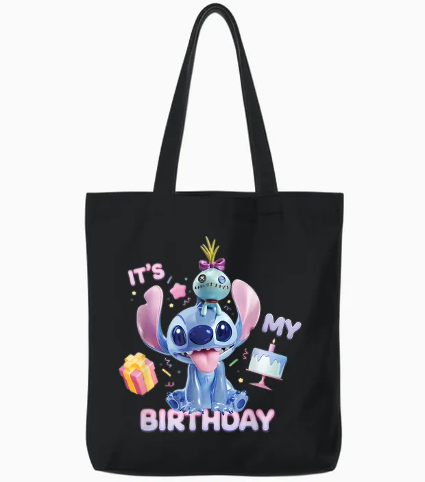 Disney Stitch & Scrump It's My Birthday Party Tote Bags in Black