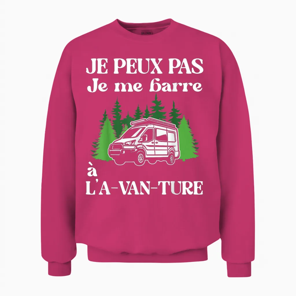 I Can Not I Bar to the A-Van-Ture Gift Van Fitted T-Shirt, Black Unisex Sweatshirt in Heliconia