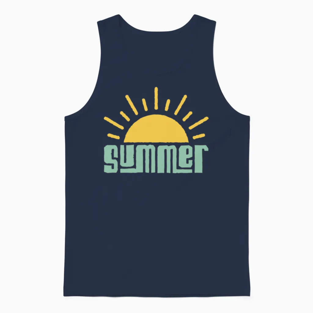 Summer Sunshine Retro - & Beach Unisex Tank Top - Navy