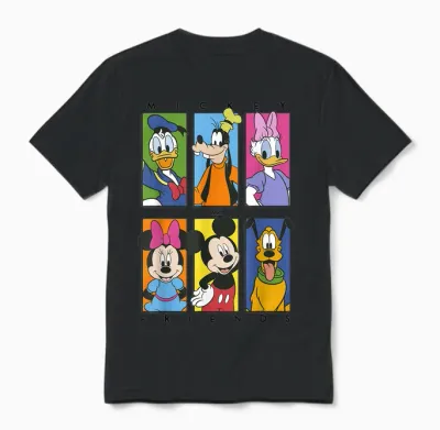 Disney Mickey and Friends Group Shot Panels Unisex T-Shirt - Black