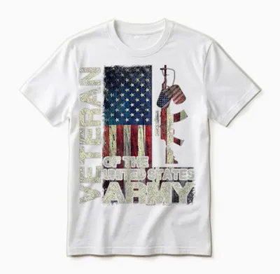 Distressed American Flag Us Army Veteran Shirt Gift Unisex T-Shirt - White