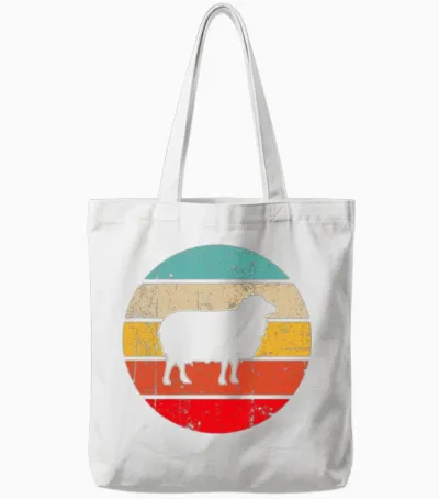 Sheep Retro Tote Bags - White