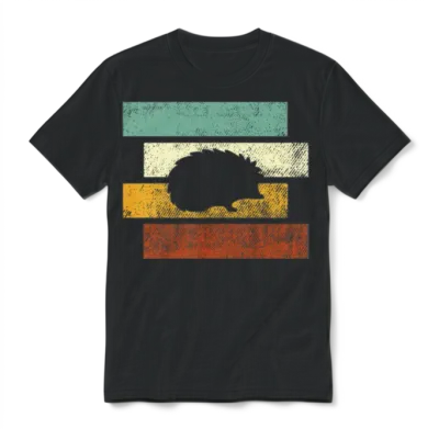 Hedgehog Retro Unisex T-Shirt - Black