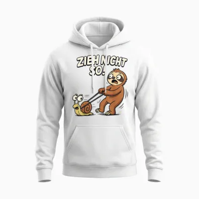 Sloth Humour Saying Zieh Nicht So Faulenzer Funny Unisex Hoodie - White