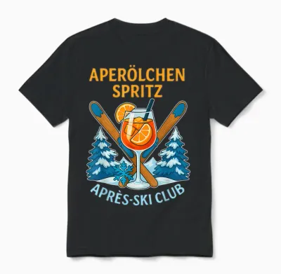 Aperölchen Spritz Après Ski Club X Skiing Unisex T-Shirt - Black