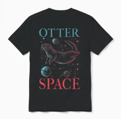 Otter Lover I'm from Otter Space Funny Sea Otter Word Game T-Shirt, Black Unisex T-Shirt - Black