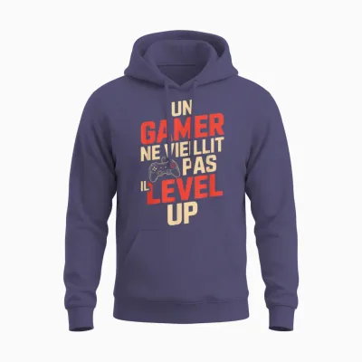Geek Man Humour Gamer Gift Idea Funny Gaming Level Up Unisex Hoodie - Heather Sport Dark Navy