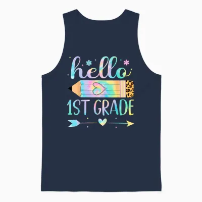 Tie Dye 1st Grade Back to School Hello First Grade Teacher T-Shirt for Men Women Kids Unisex Tank Top - Navy