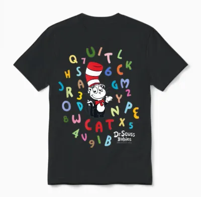 Dr.seuss Baby Cat in the Hat Officially Licensed Unisex T-Shirt - Black