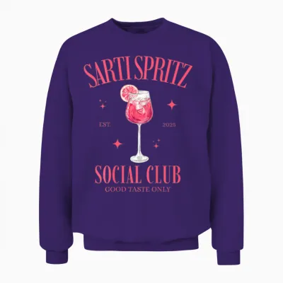 Sarti Spritz Social Club Team Pink Aperitif Backprint Unisex Sweatshirt - Purple