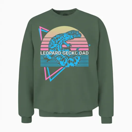 Leopard Gecko Dad Retro Reptiles & Exotics Gift Unisex Sweatshirt in Military Green