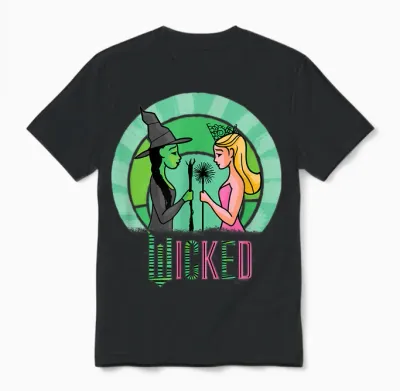 Wicked Glinda & Elphaba Sketched Unisex T-Shirt - Black