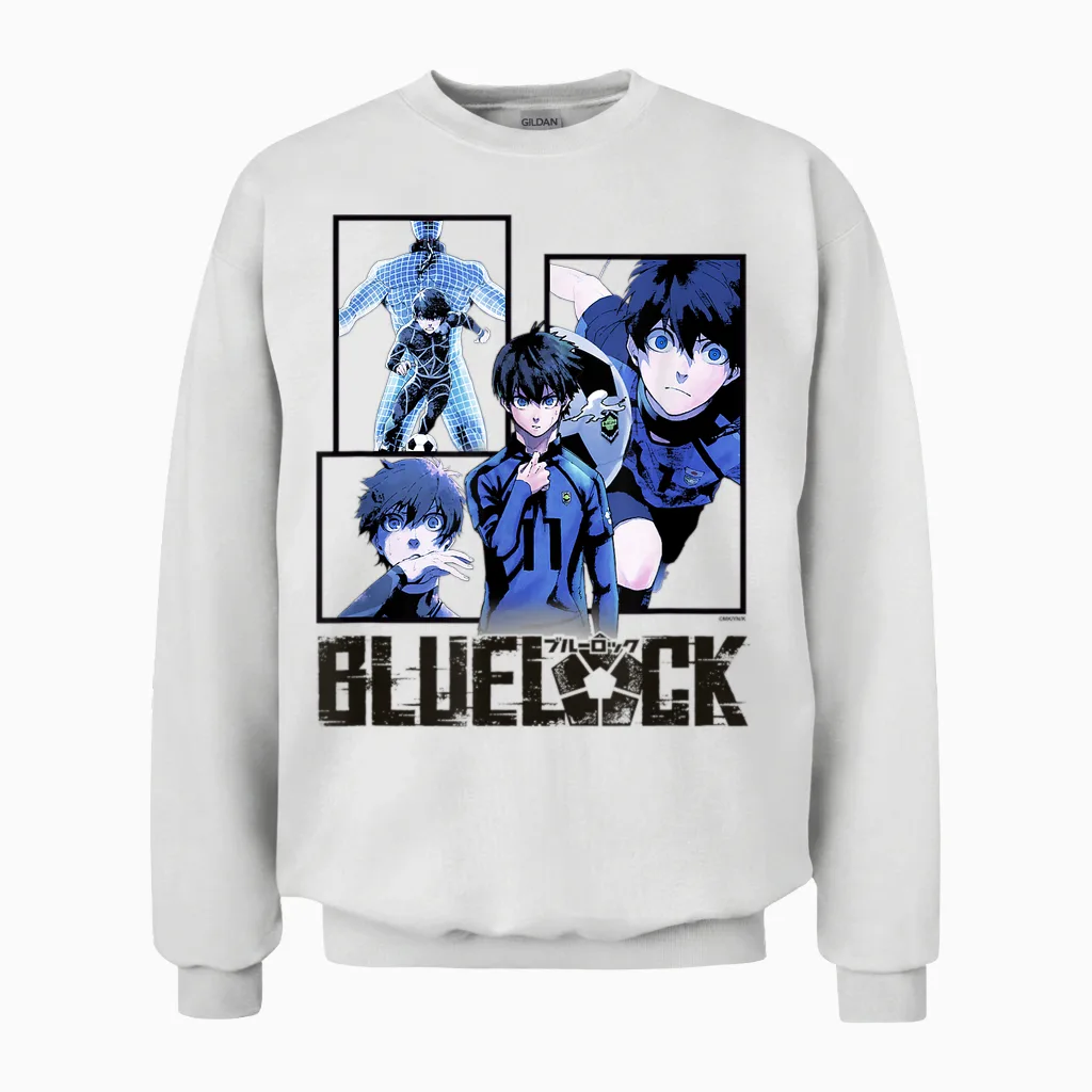 Blue Lock Yoichi Isagi the Mind on the Game Big Split Logo Unisex Sweatshirt in White