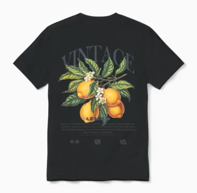Lemon Vintage T-Shirt, White Unisex T-Shirt - Black