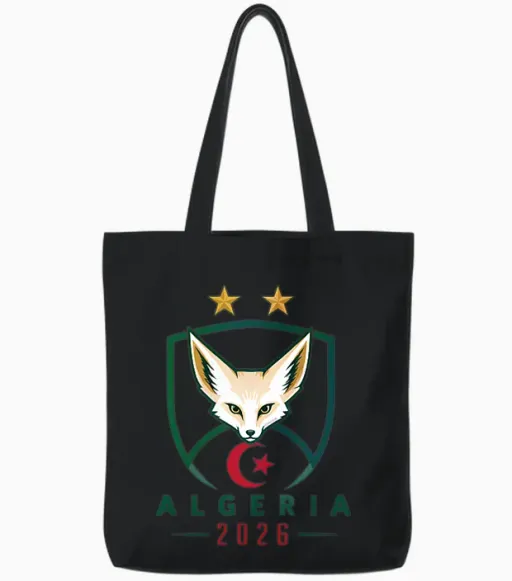 Fennec Football Algeria Flag Gift Algerian Dz Tote Bags in Black