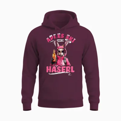 Apres Ski Haserl Rabbit Skihaserl Women's Party Crew T-Shirt, Black Unisex Hoodie - Maroon