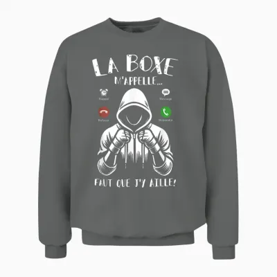 Boxing T-Shirt Man Boy Boxer Humour La Boxe M'appelle T-Shirt, Black, S Unisex Sweatshirt - Graphite Heather